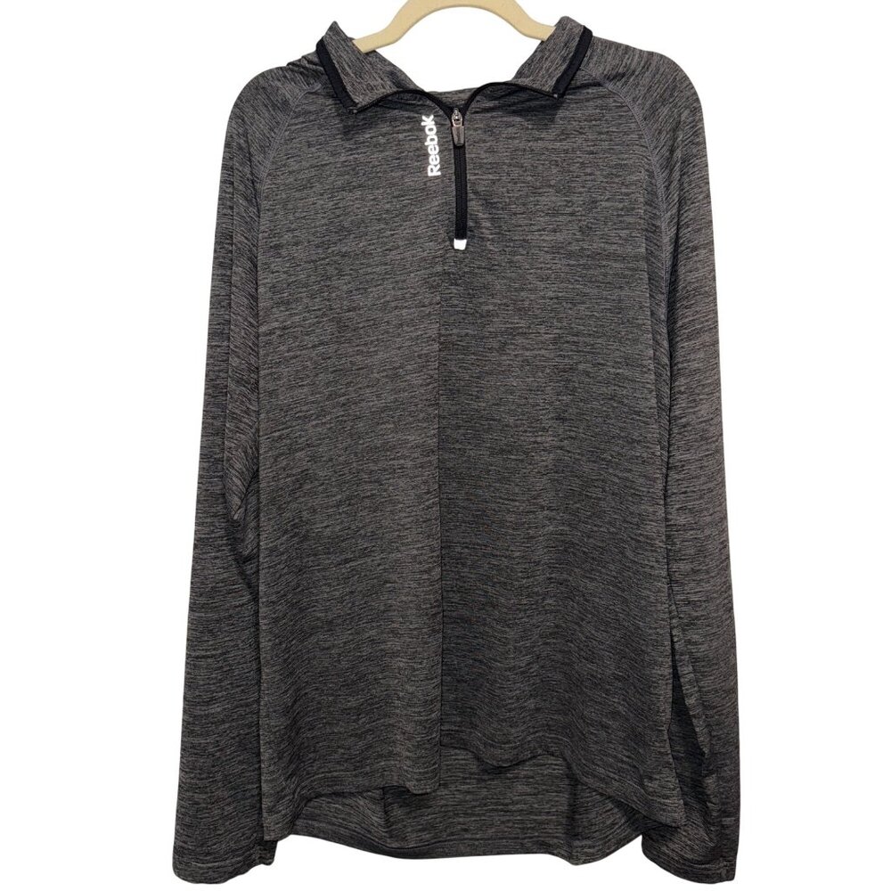 Reebok Mens Gray 1/4 Zip Pullover XL Long Sleeve Top